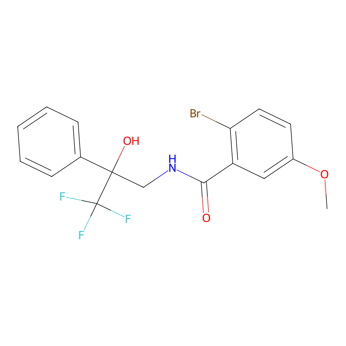 2-bromo-5-methoxy-N-(3,3,3-trifluoro-2-hydroxy-2-phenylpropyl)benzamide molecular structure, CAS 1351631-84-9
