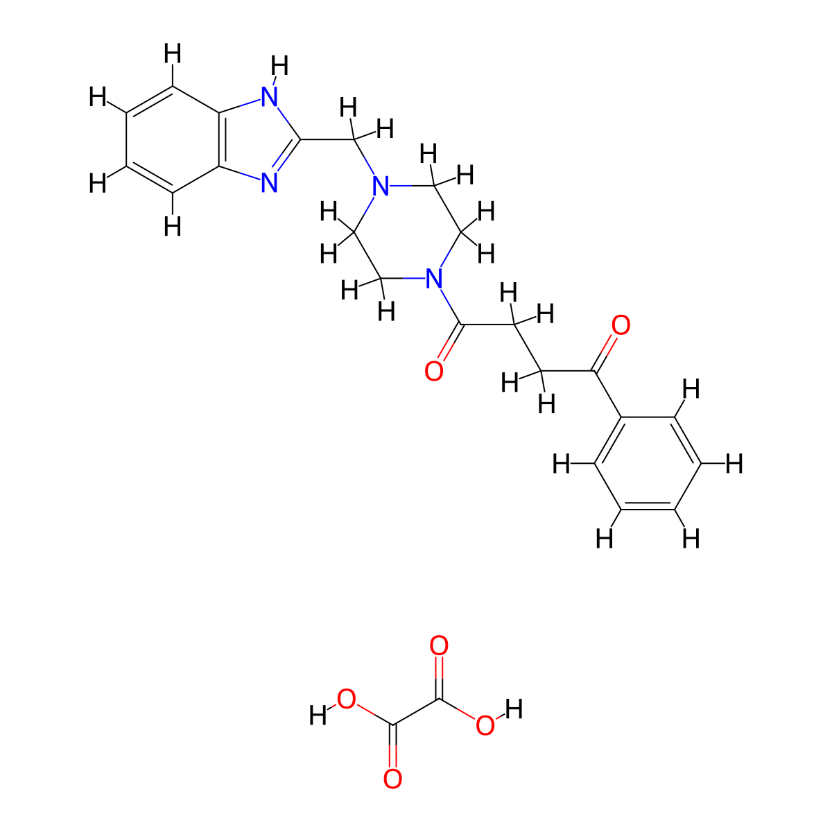 1-(4-((1H-benzo[d]imidazol-2-yl)methyl)piperazin-1-yl)-4-phenylbutane-1,4-dione oxalate molecular structure, CAS 1351631-91-8