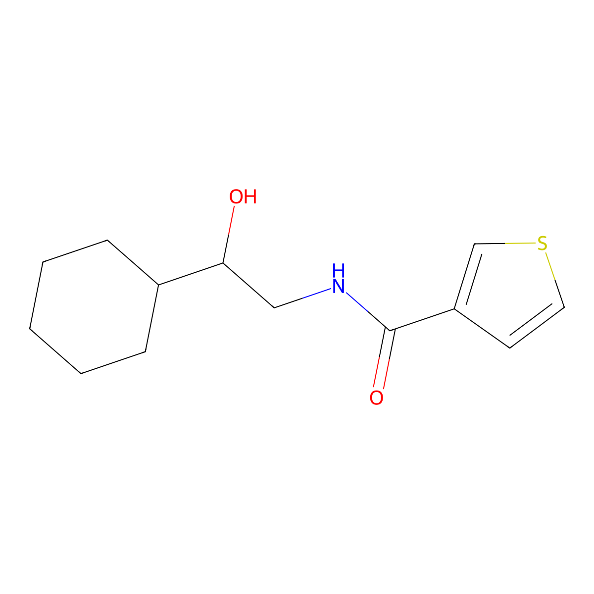 N-(2-cyclohexyl-2-hydroxyethyl)thiophene-3-carboxamide molecular structure, CAS 1351631-93-0