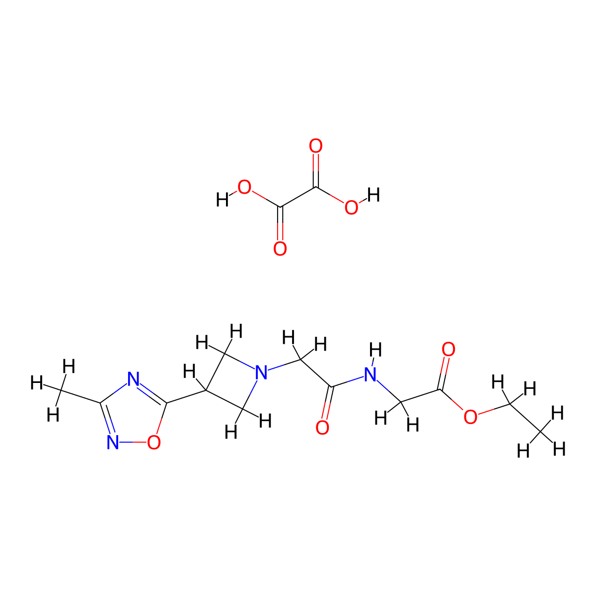 Ethyl 2-(2-(3-(3-methyl-1,2,4-oxadiazol-5-yl)azetidin-1-yl)acetamido)acetate oxalate molecular structure, CAS 1351631-98-5