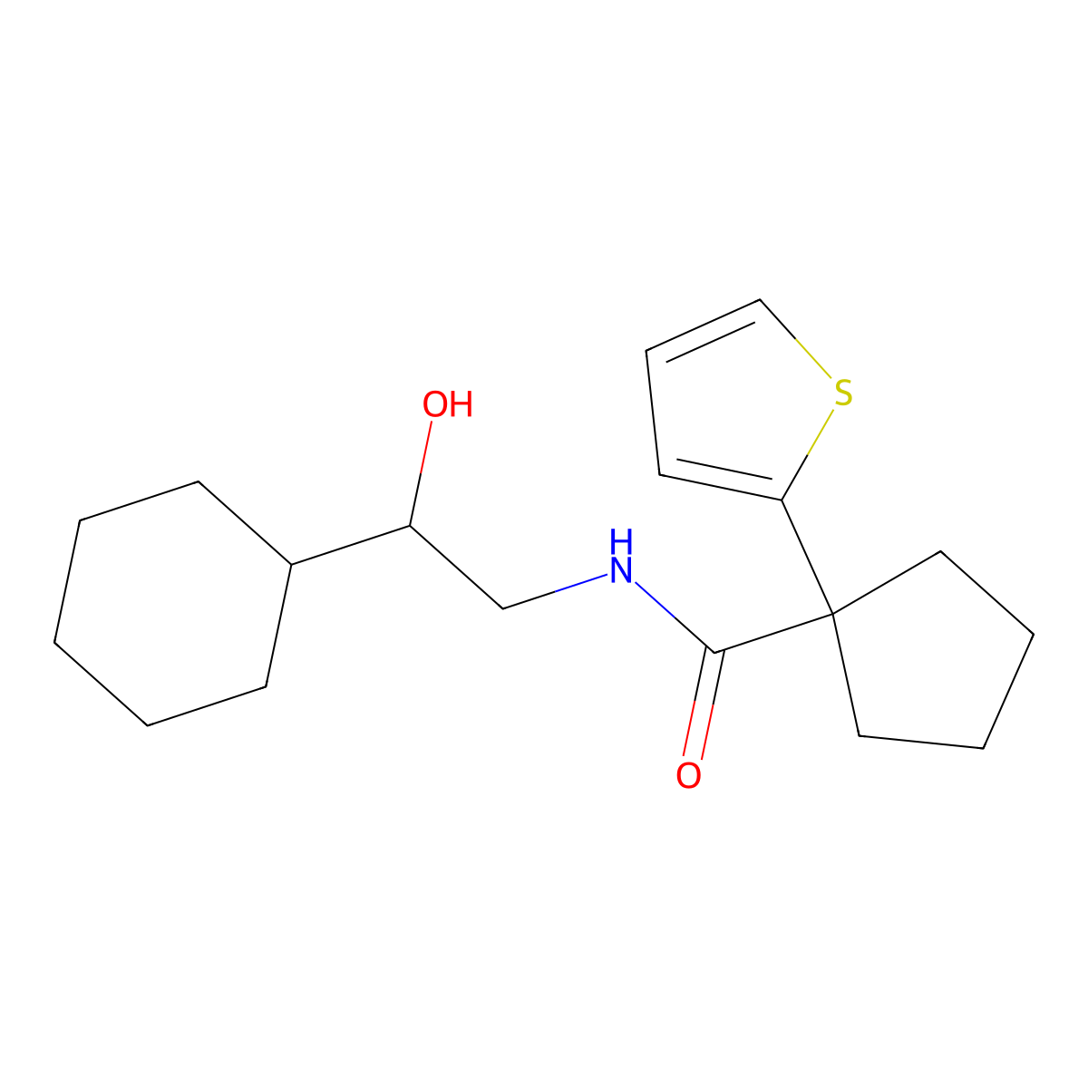 N-(2-cyclohexyl-2-hydroxyethyl)-1-(thiophen-2-yl)cyclopentane-1-carboxamide molecular structure, CAS 1351631-99-6