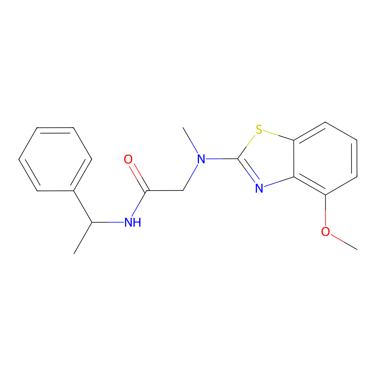 2-((4-methoxybenzo[d]thiazol-2-yl)(methyl)amino)-N-(1-phenylethyl)acetamide molecular structure, CAS 1351632-04-6