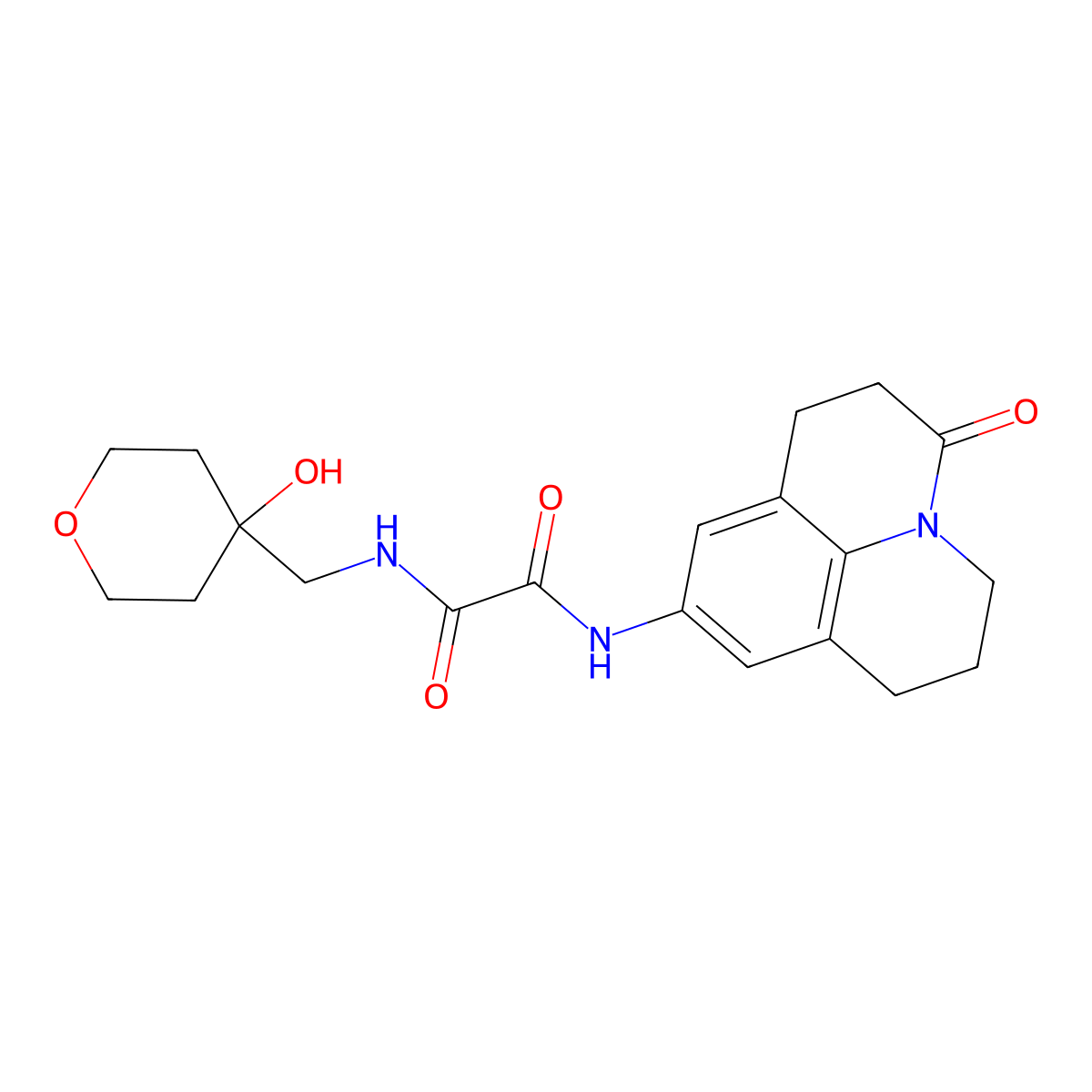 N'-[(4-hydroxyoxan-4-yl)methyl]-N-{2-oxo-1-azatricyclo[7.3.1.0^{5,13}]trideca-5,7,9(13)-trien-7-yl}ethanediamide molecular structure, CAS 1351632-07-9