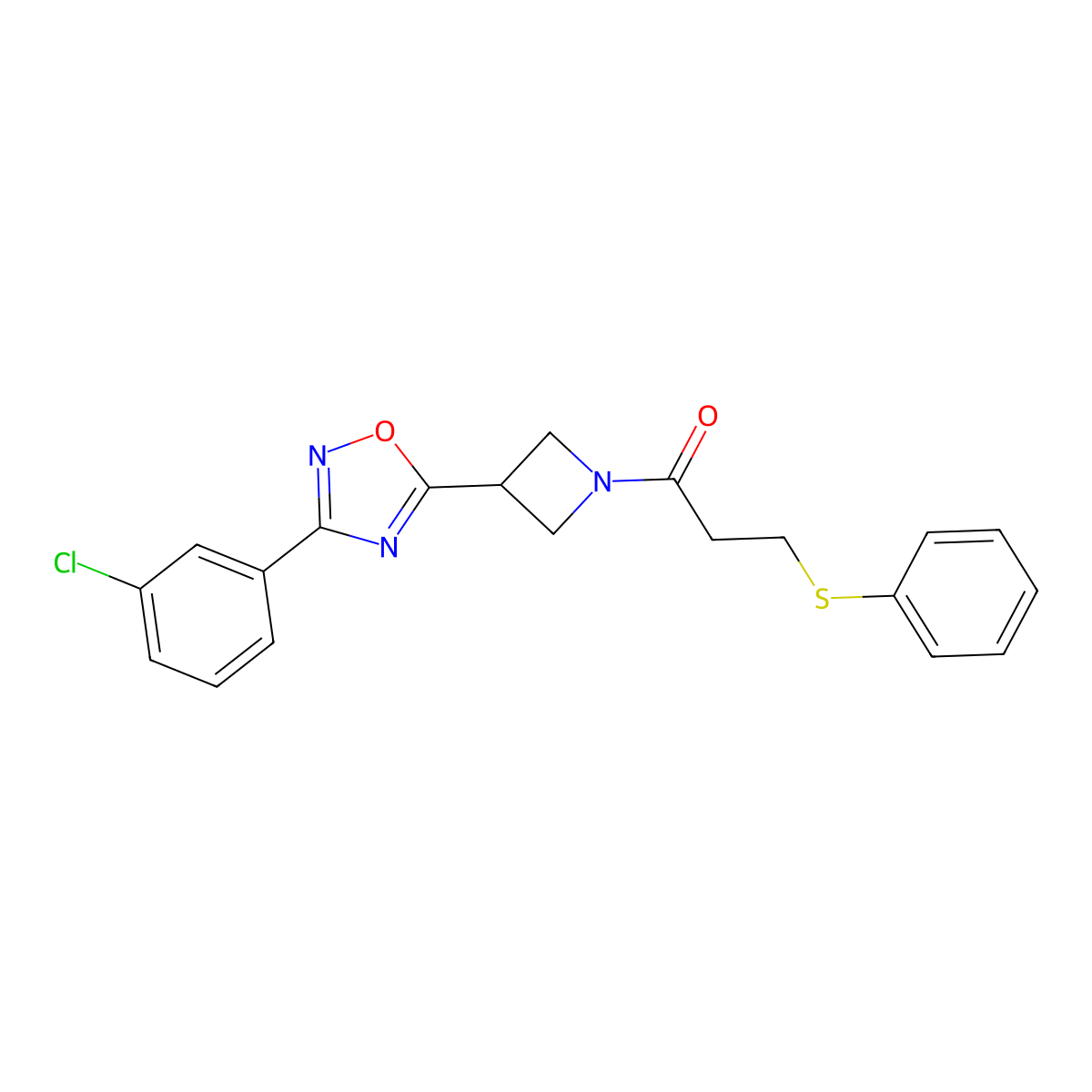 1-(3-(3-(3-Chlorophenyl)-1,2,4-oxadiazol-5-yl)azetidin-1-yl)-3-(phenylthio)propan-1-one molecular structure, CAS 1351632-17-1