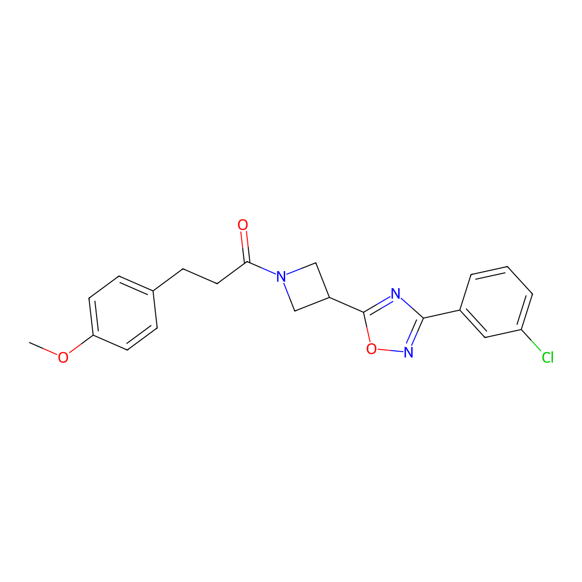 1-(3-(3-(3-Chlorophenyl)-1,2,4-oxadiazol-5-yl)azetidin-1-yl)-3-(4-methoxyphenyl)propan-1-one molecular structure, CAS 1351632-20-6