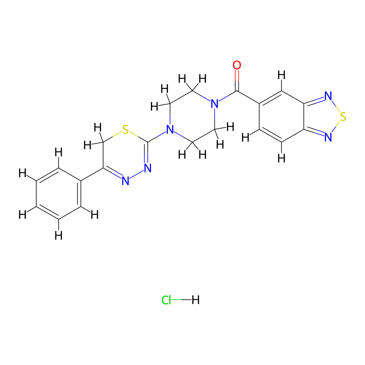 benzo[c][1,2,5]thiadiazol-5-yl(4-(5-phenyl-6H-1,3,4-thiadiazin-2-yl)piperazin-1-yl)methanone hydrochloride molecular structure, CAS 1351632-21-7
