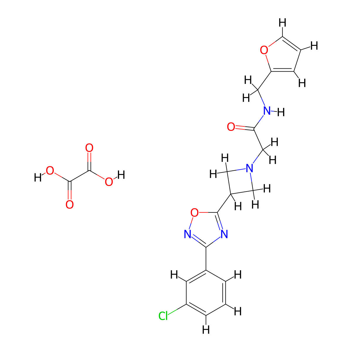 2-(3-(3-(3-chlorophenyl)-1,2,4-oxadiazol-5-yl)azetidin-1-yl)-N-(furan-2-ylmethyl)acetamide oxalate molecular structure, CAS 1351632-26-2
