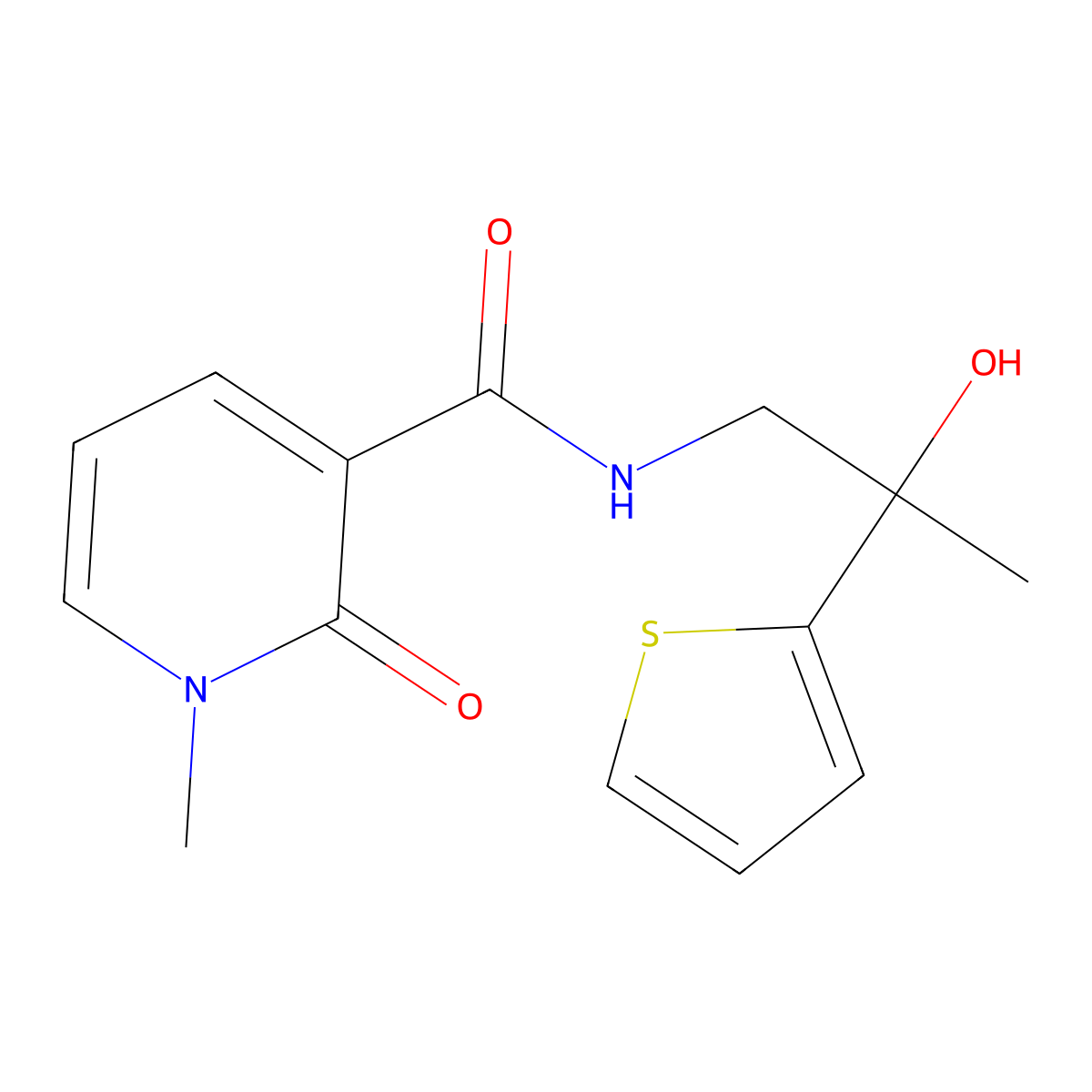 N-[2-hydroxy-2-(thiophen-2-yl)propyl]-1-methyl-2-oxo-1,2-dihydropyridine-3-carboxamide molecular structure, CAS 1351632-28-4