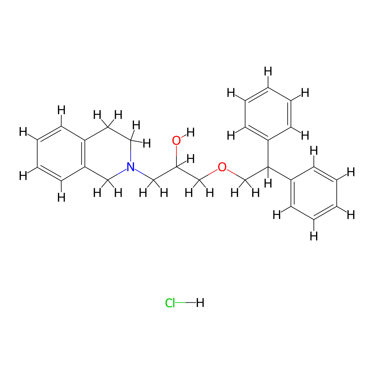 1-(3,4-dihydroisoquinolin-2(1H)-yl)-3-(2,2-diphenylethoxy)propan-2-ol hydrochloride molecular structure, CAS 1351632-29-5