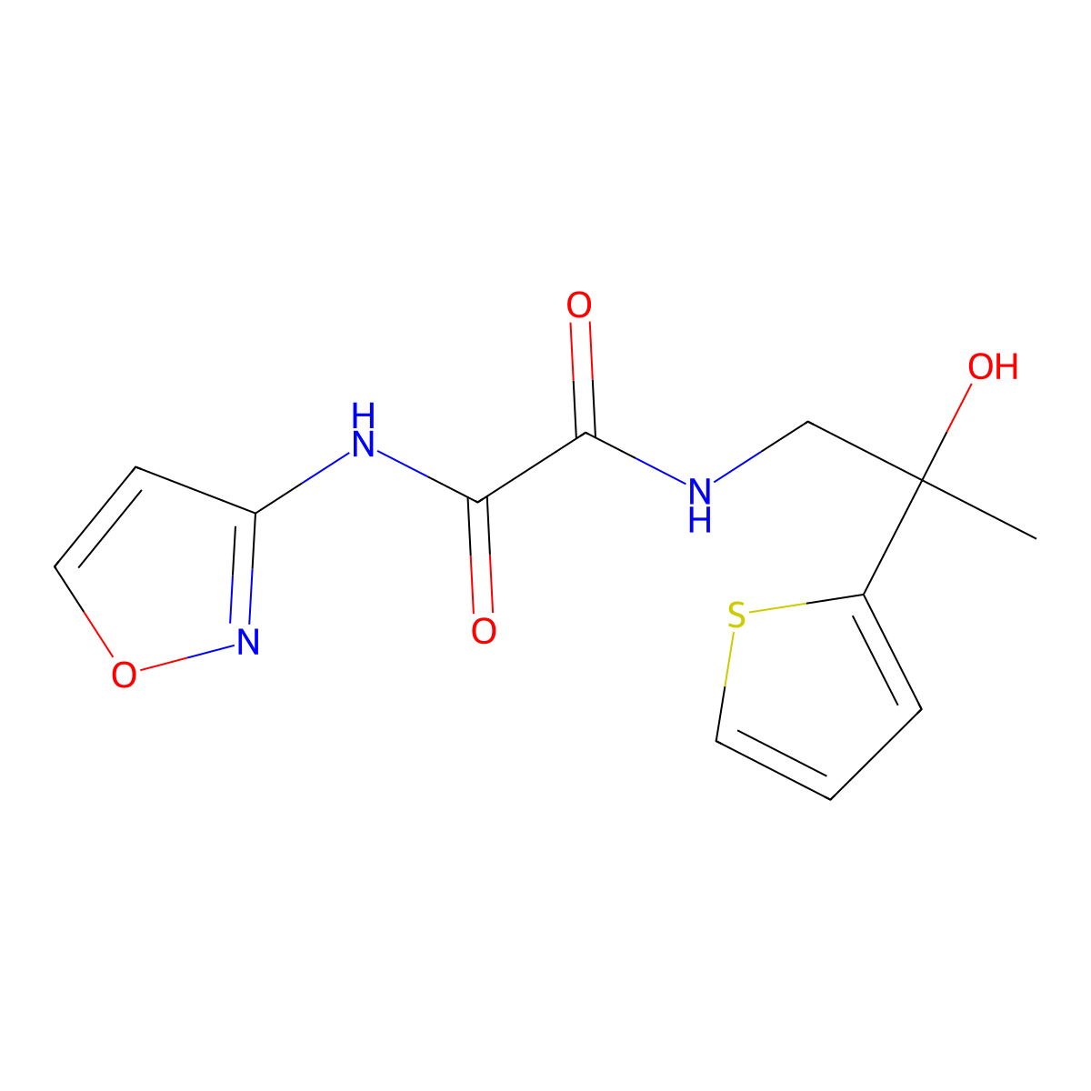N1-(2-hydroxy-2-(thiophen-2-yl)propyl)-N2-(isoxazol-3-yl)oxalamide molecular structure, CAS 1351632-37-5
