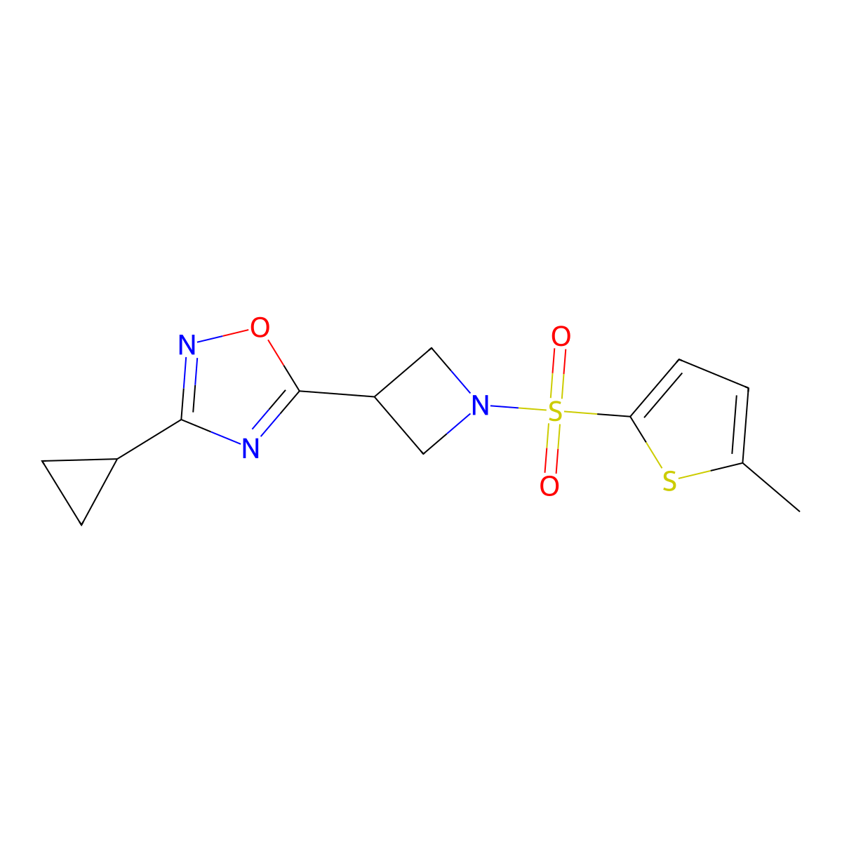 3-Cyclopropyl-5-(1-((5-methylthiophen-2-yl)sulfonyl)azetidin-3-yl)-1,2,4-oxadiazole molecular structure, CAS 1351632-45-5