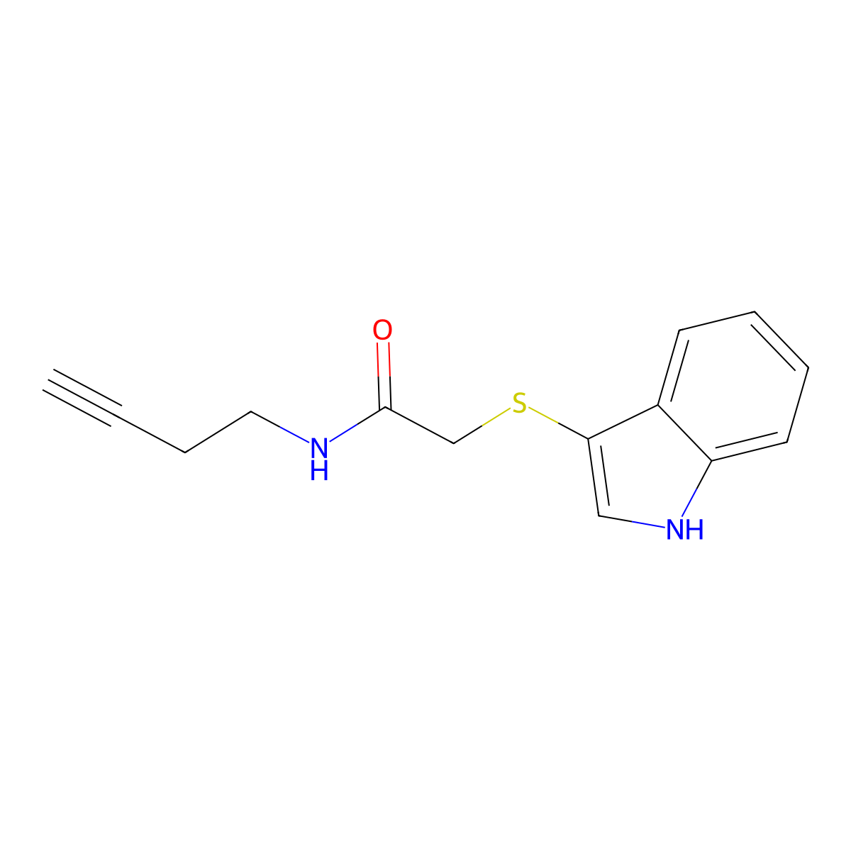 2-((1H-indol-3-yl)thio)-N-(but-3-yn-1-yl)acetamide molecular structure, CAS 1351632-59-1