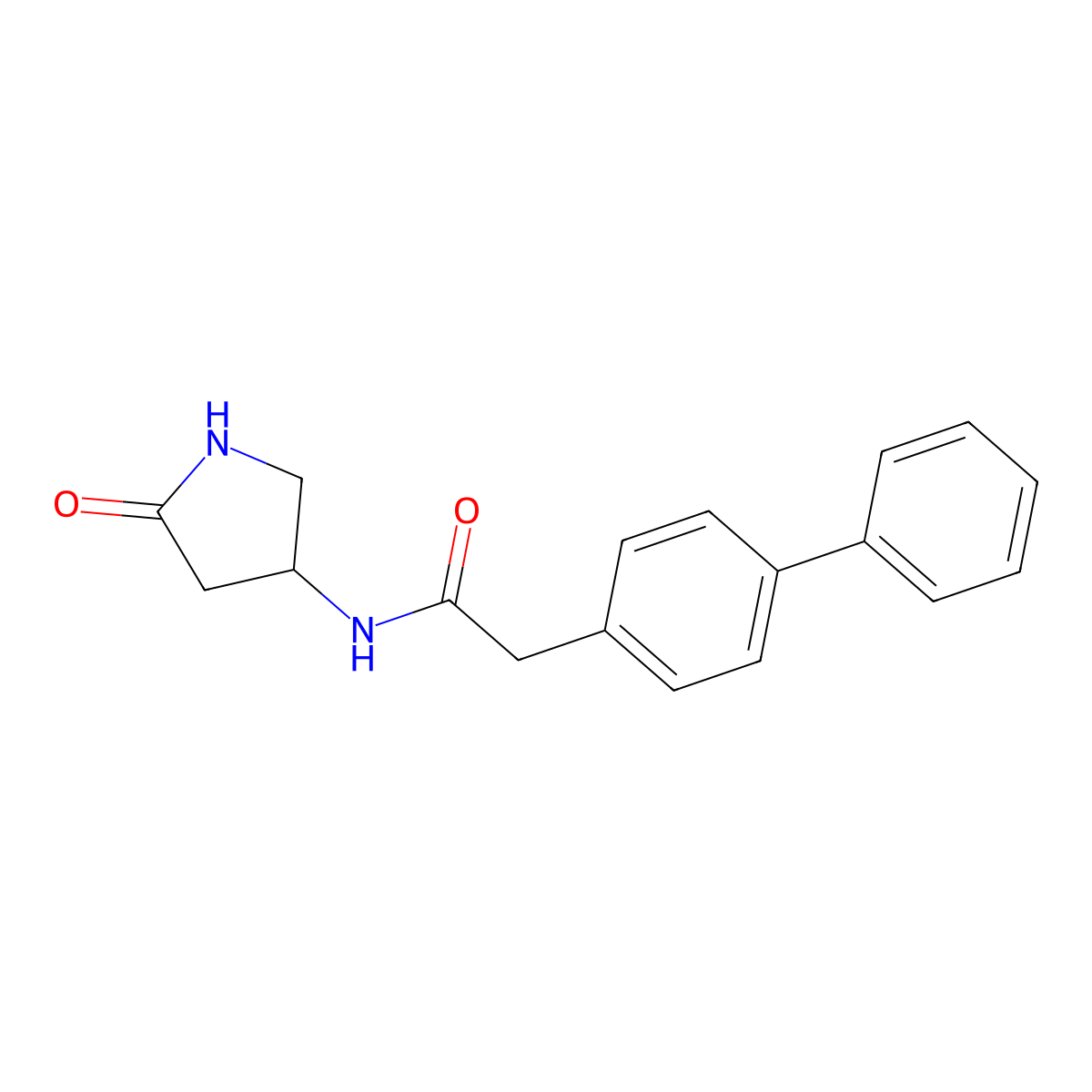 2-([1,1'-biphenyl]-4-yl)-N-(5-oxopyrrolidin-3-yl)acetamide molecular structure, CAS 1351632-60-4