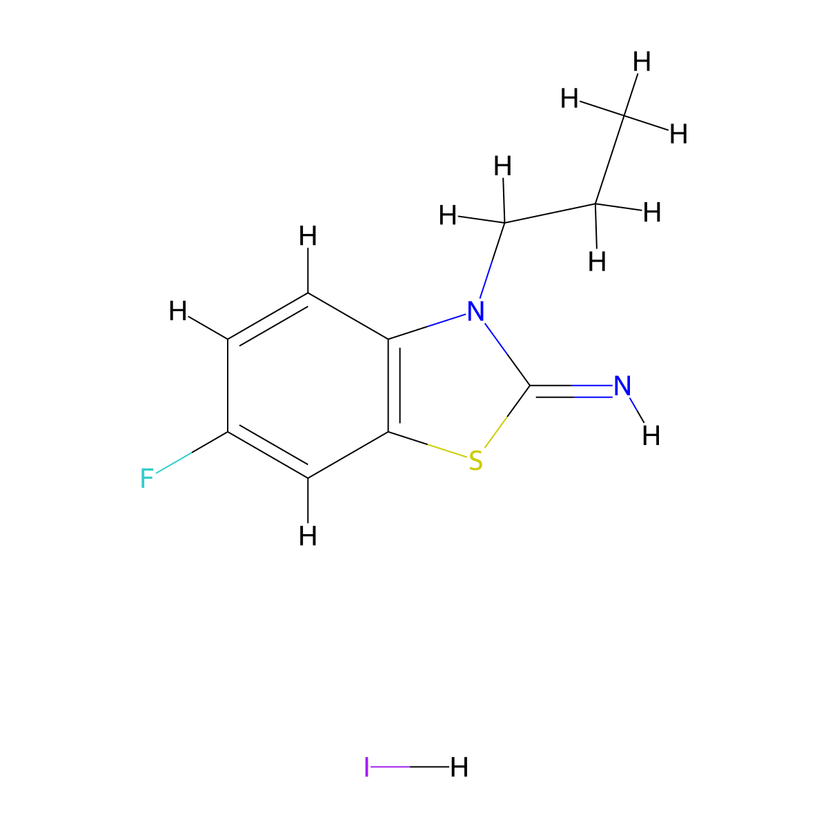 6-fluoro-3-propylbenzo[d]thiazol-2(3H)-imine hydroiodide molecular structure, CAS 1351632-62-6