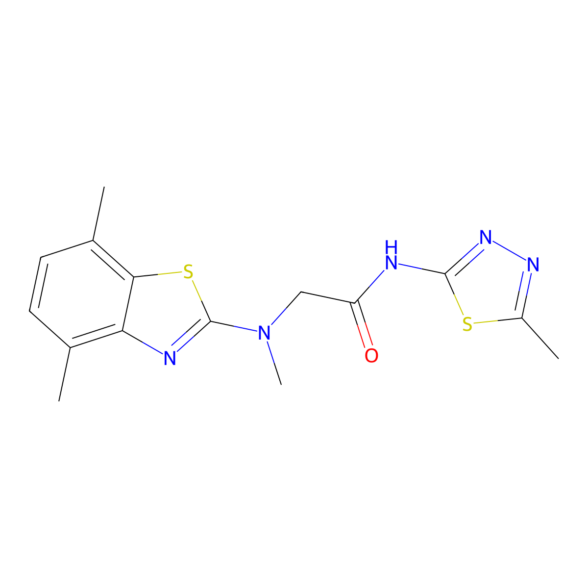 2-((4,7-dimethylbenzo[d]thiazol-2-yl)(methyl)amino)-N-(5-methyl-1,3,4-thiadiazol-2-yl)acetamide molecular structure, CAS 1351632-67-1