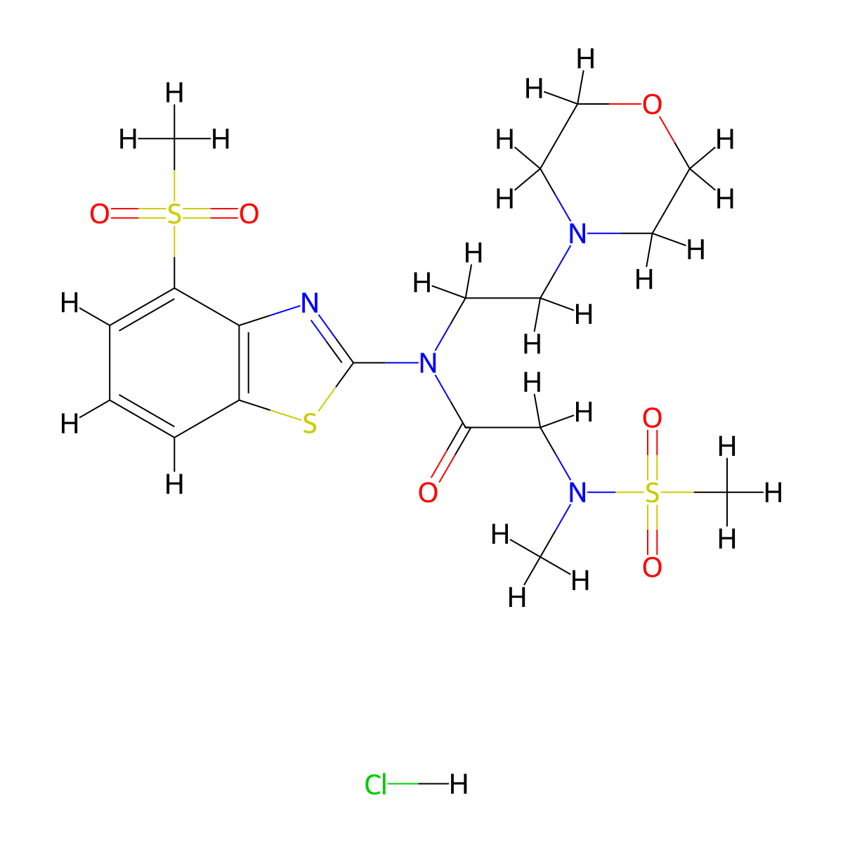 2-(N-methylmethylsulfonamido)-N-(4-(methylsulfonyl)benzo[d]thiazol-2-yl)-N-(2-morpholinoethyl)acetamide hydrochloride molecular structure, CAS 1351632-68-2