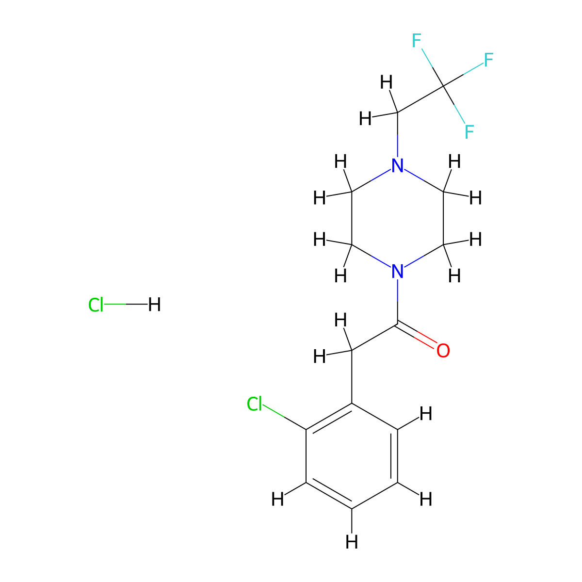 2-(2-Chlorophenyl)-1-(4-(2,2,2-trifluoroethyl)piperazin-1-yl)ethanone hydrochloride molecular structure, CAS 1351632-70-6