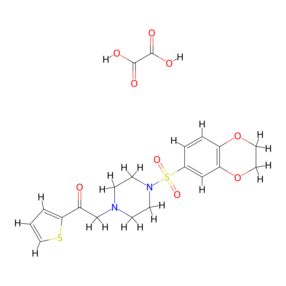 2-(4-((2,3-Dihydrobenzo[b][1,4]dioxin-6-yl)sulfonyl)piperazin-1-yl)-1-(thiophen-2-yl)ethanone oxalate molecular structure, CAS 1351632-71-7