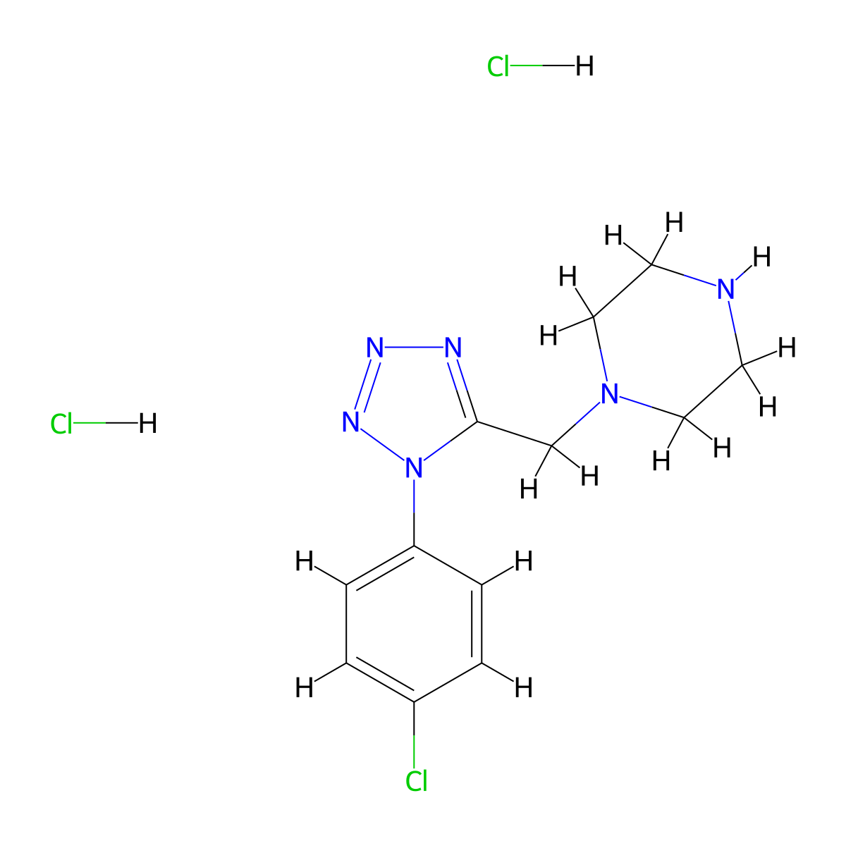 1-{[1-(4-chlorophenyl)-1H-tetrazol-5-yl]methyl}piperazine dihydrochloride molecular structure, CAS 1351632-73-9