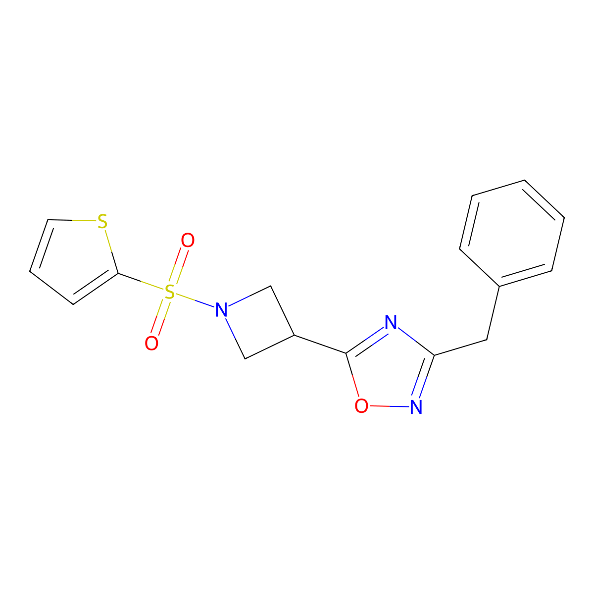 3-Benzyl-5-(1-(thiophen-2-ylsulfonyl)azetidin-3-yl)-1,2,4-oxadiazole molecular structure, CAS 1351632-77-3