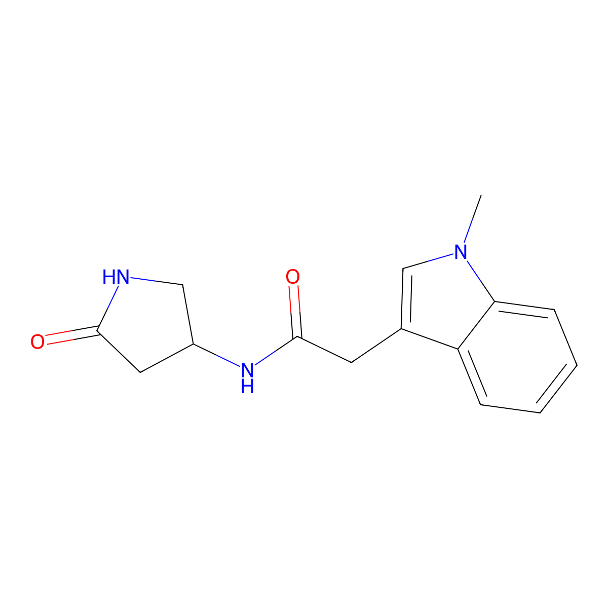2-(1-methyl-1H-indol-3-yl)-N-(5-oxopyrrolidin-3-yl)acetamide molecular structure, CAS 1351632-95-5