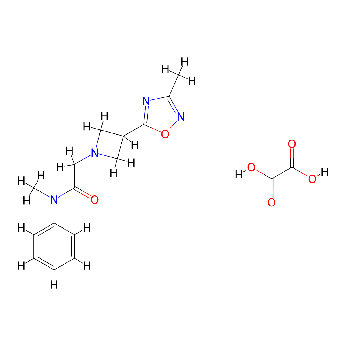 N-methyl-2-(3-(3-methyl-1,2,4-oxadiazol-5-yl)azetidin-1-yl)-N-phenylacetamide oxalate molecular structure, CAS 1351633-13-0