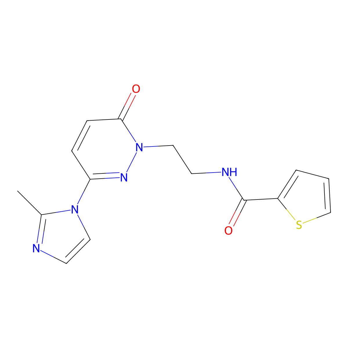N-(2-(3-(2-methyl-1H-imidazol-1-yl)-6-oxopyridazin-1(6H)-yl)ethyl)thiophene-2-carboxamide molecular structure, CAS 1351633-37-8