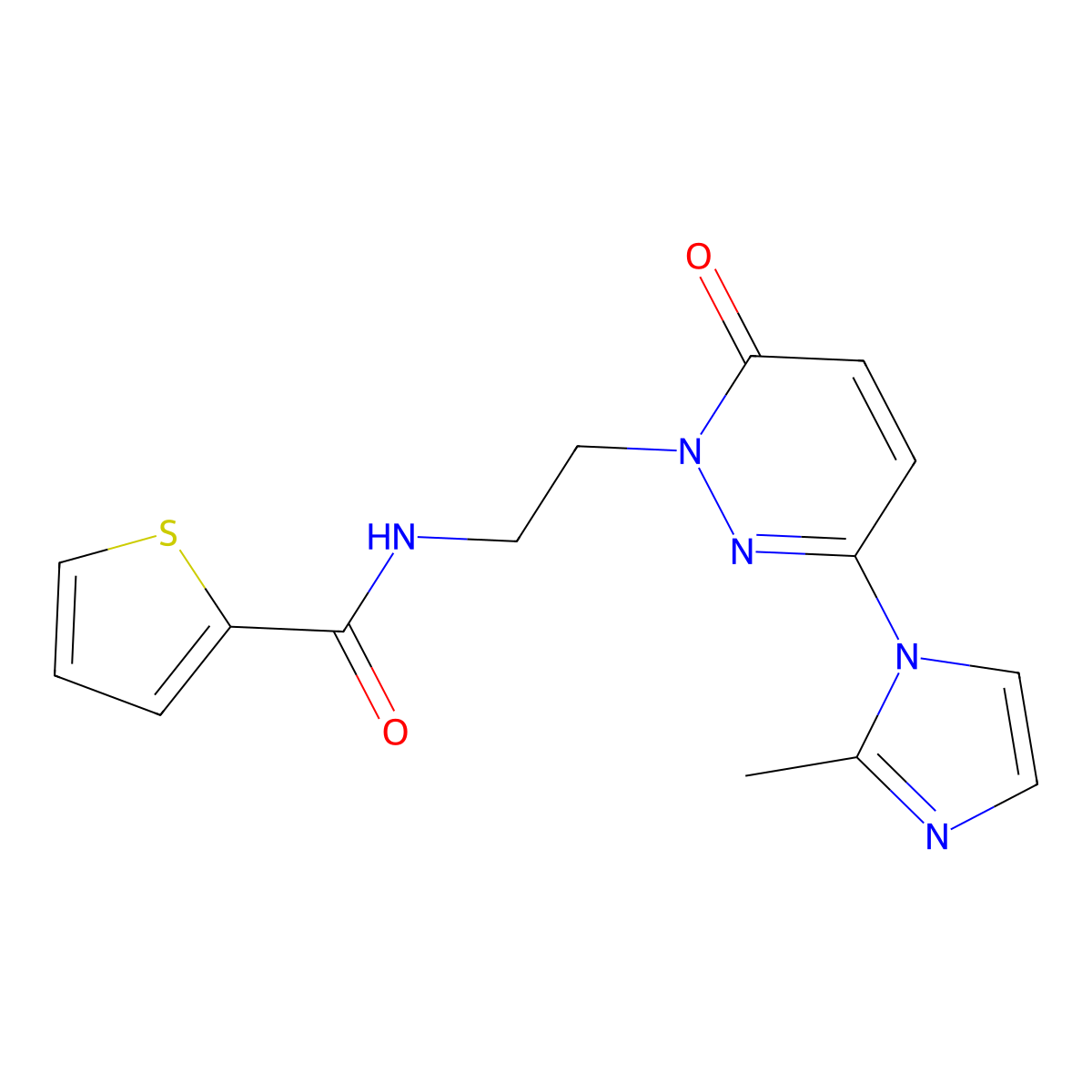 N-(2-(3-(2-methyl-1H-imidazol-1-yl)-6-oxopyridazin-1(6H)-yl)ethyl)thiophene-2-carboxamide molecular structure, CAS 1351633-37-8