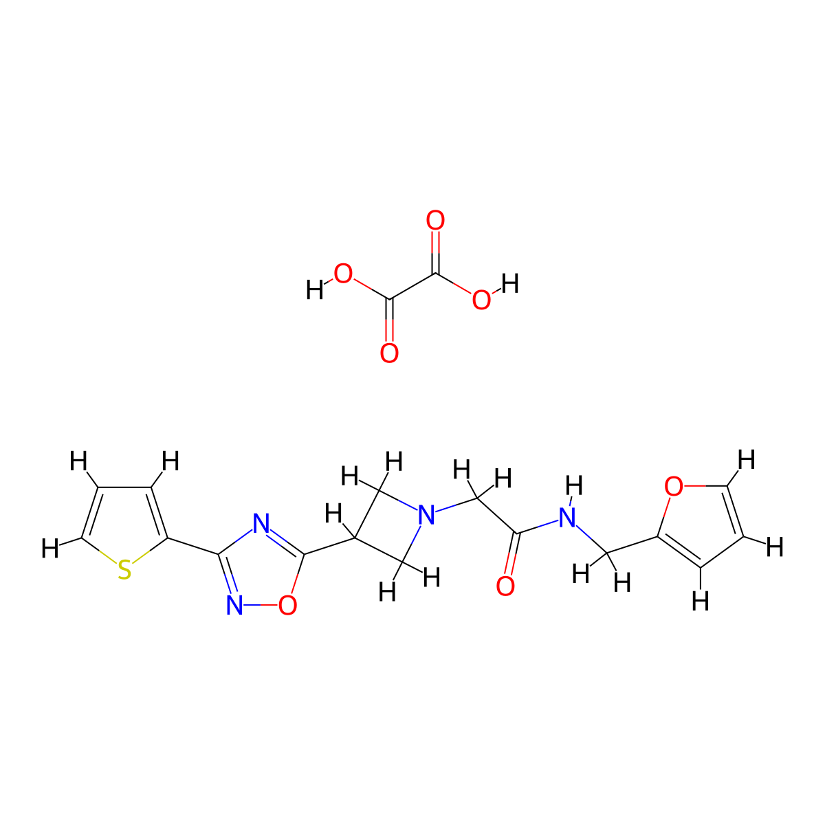 N-(furan-2-ylmethyl)-2-(3-(3-(thiophen-2-yl)-1,2,4-oxadiazol-5-yl)azetidin-1-yl)acetamide oxalate molecular structure, CAS 1351633-44-7