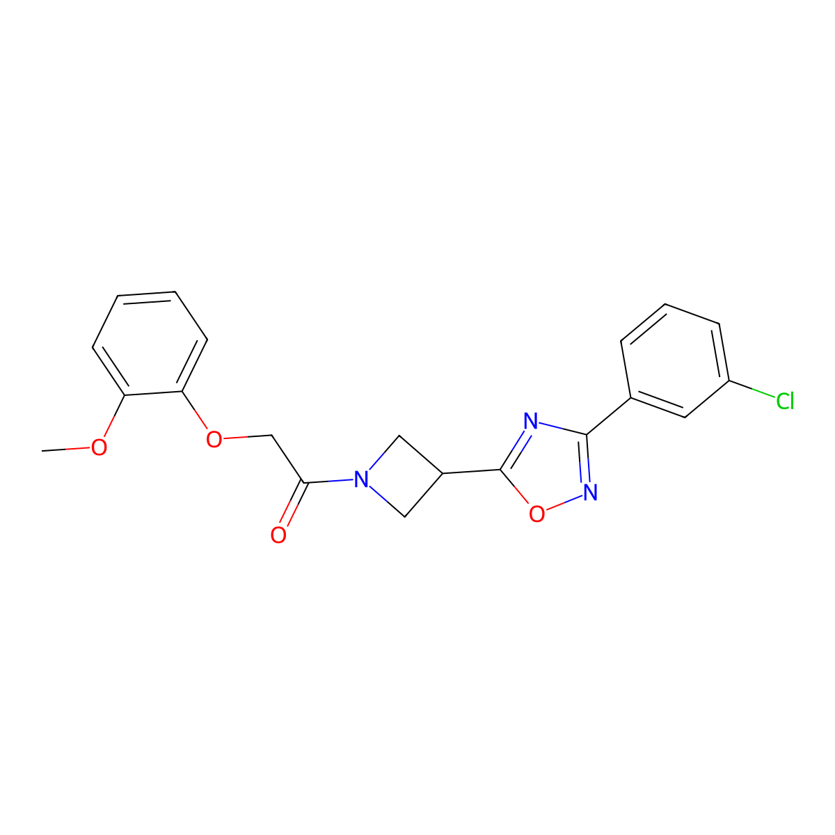 1-(3-(3-(3-Chlorophenyl)-1,2,4-oxadiazol-5-yl)azetidin-1-yl)-2-(2-methoxyphenoxy)ethanone molecular structure, CAS 1351633-53-8