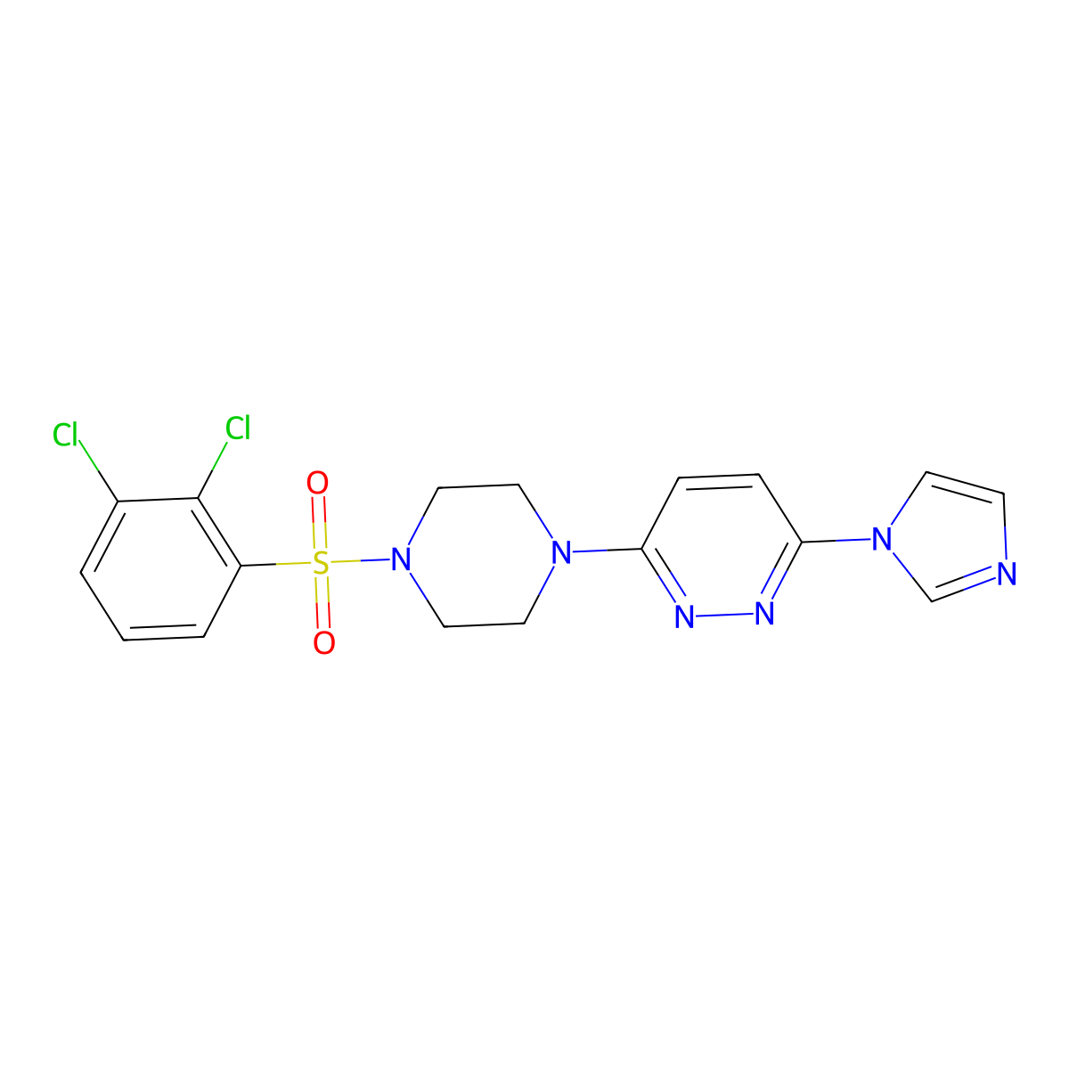 3-(4-((2,3-dichlorophenyl)sulfonyl)piperazin-1-yl)-6-(1H-imidazol-1-yl)pyridazine molecular structure, CAS 1351633-55-0