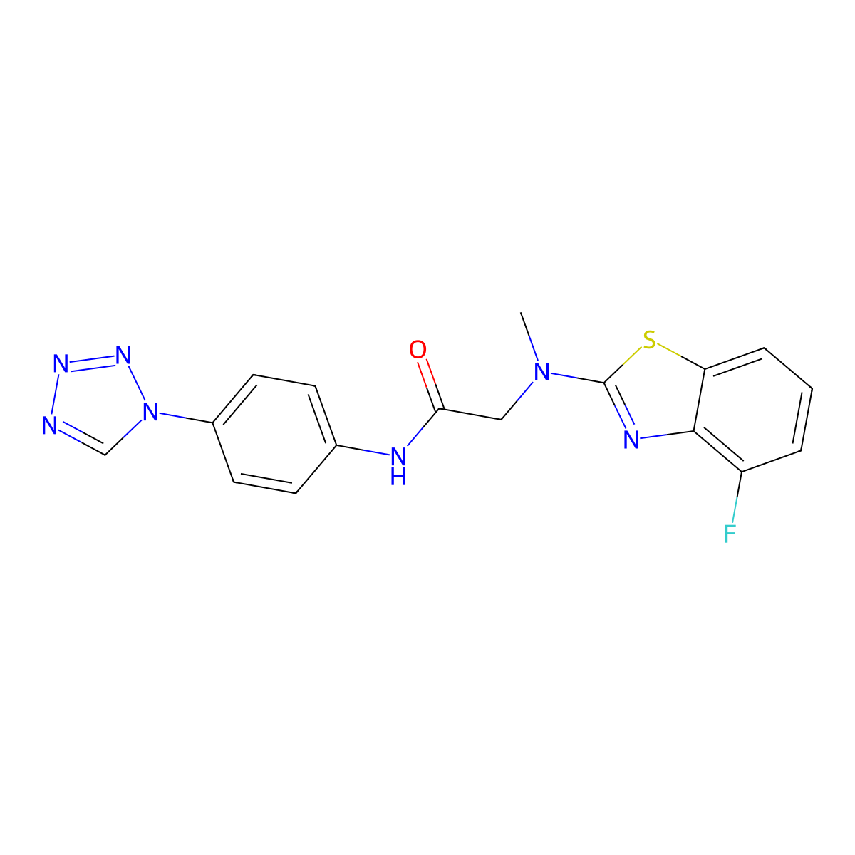 N-(4-(1H-tetrazol-1-yl)phenyl)-2-((4-fluorobenzo[d]thiazol-2-yl)(methyl)amino)acetamide molecular structure, CAS 1351633-62-9