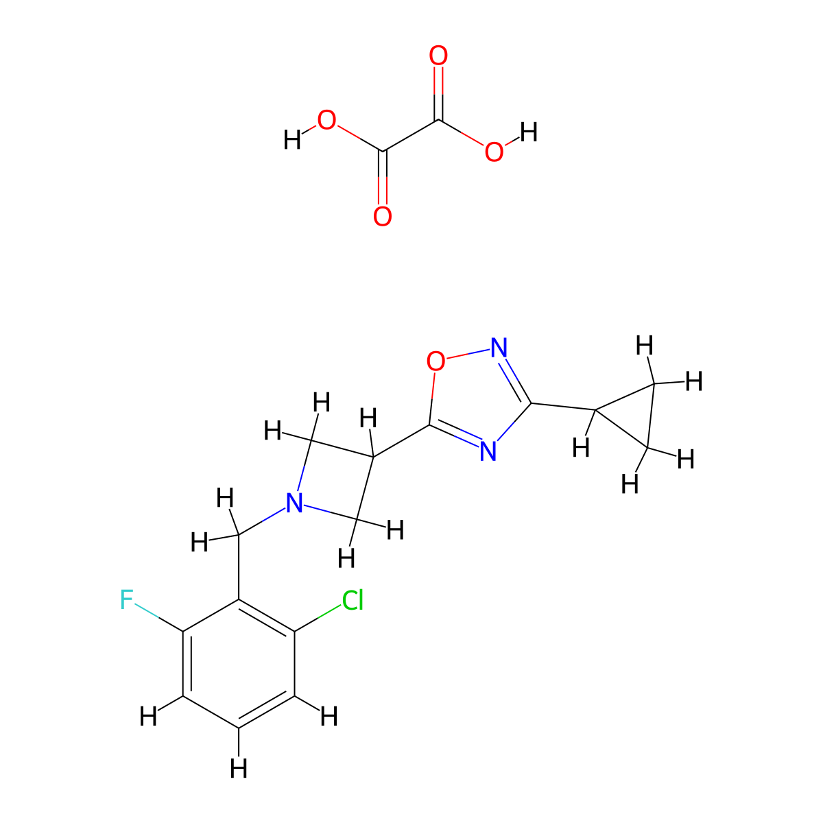 5-(1-(2-Chloro-6-fluorobenzyl)azetidin-3-yl)-3-cyclopropyl-1,2,4-oxadiazole oxalate molecular structure, CAS 1351633-71-0