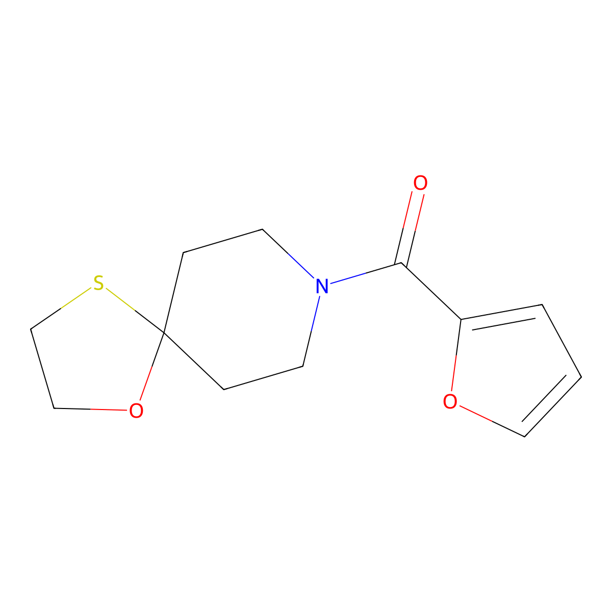 Furan-2-yl(1-oxa-4-thia-8-azaspiro[4.5]decan-8-yl)methanone molecular structure, CAS 1351633-72-1