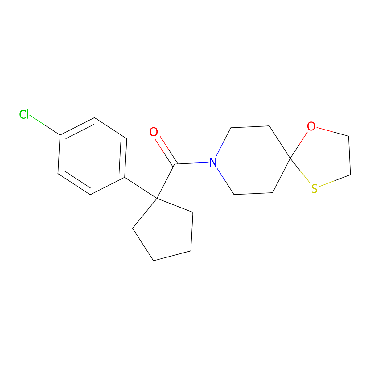 (1-(4-Chlorophenyl)cyclopentyl)(1-oxa-4-thia-8-azaspiro[4.5]decan-8-yl)methanone molecular structure, CAS 1351633-73-2