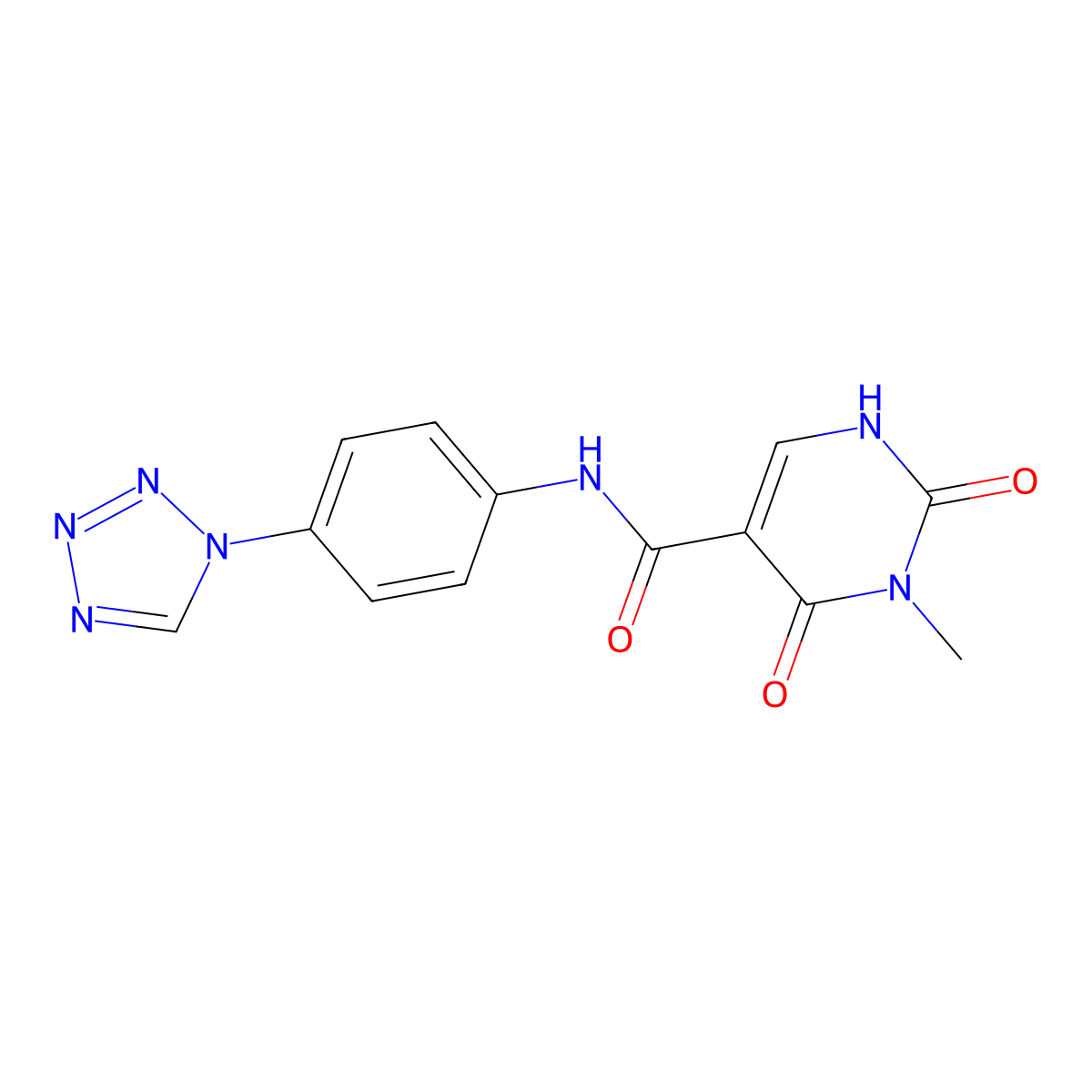 N-(4-(1H-tetrazol-1-yl)phenyl)-3-methyl-2,4-dioxo-1,2,3,4-tetrahydropyrimidine-5-carboxamide molecular structure, CAS 1351633-76-5