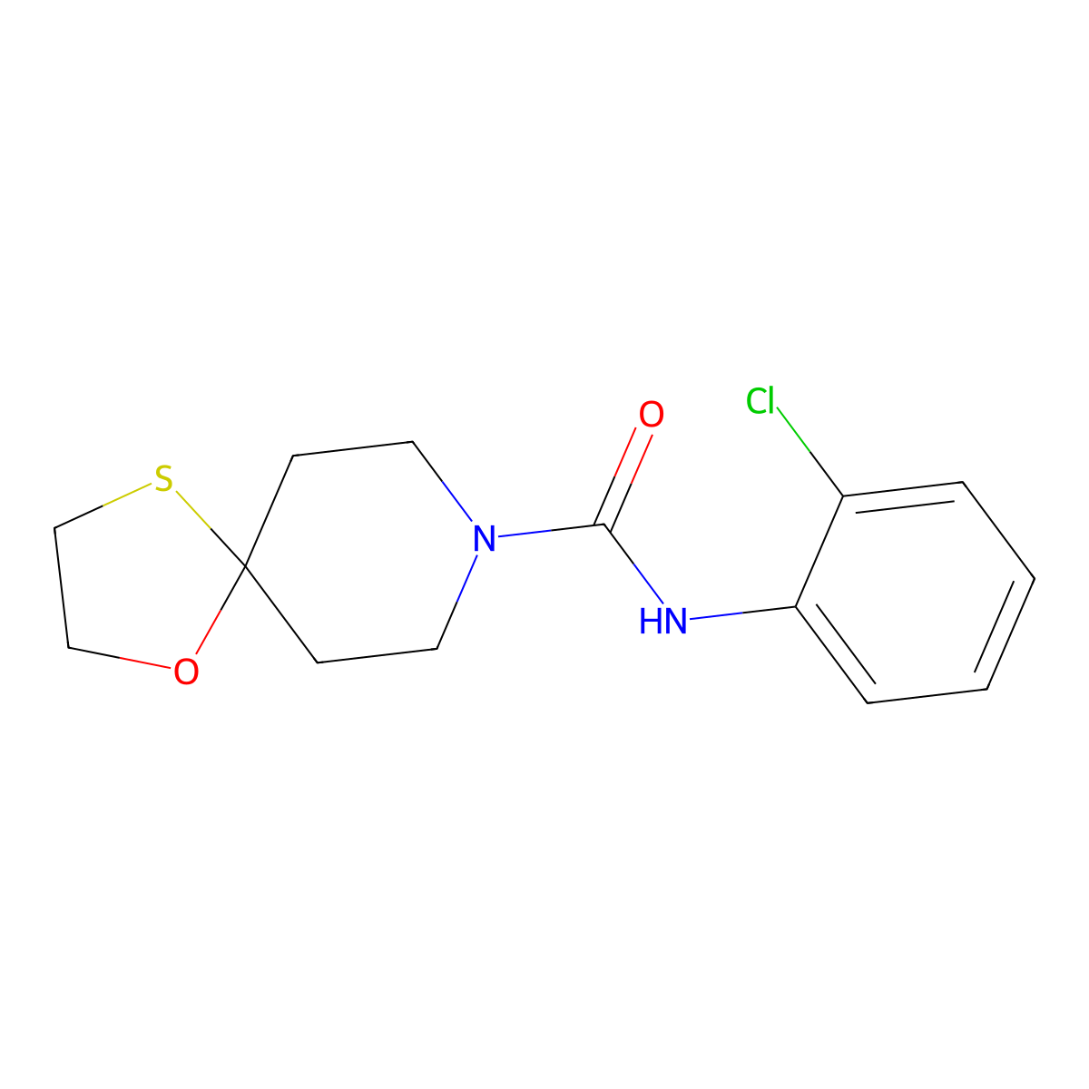 N-(2-chlorophenyl)-1-oxa-4-thia-8-azaspiro[4.5]decane-8-carboxamide molecular structure, CAS 1351633-78-7