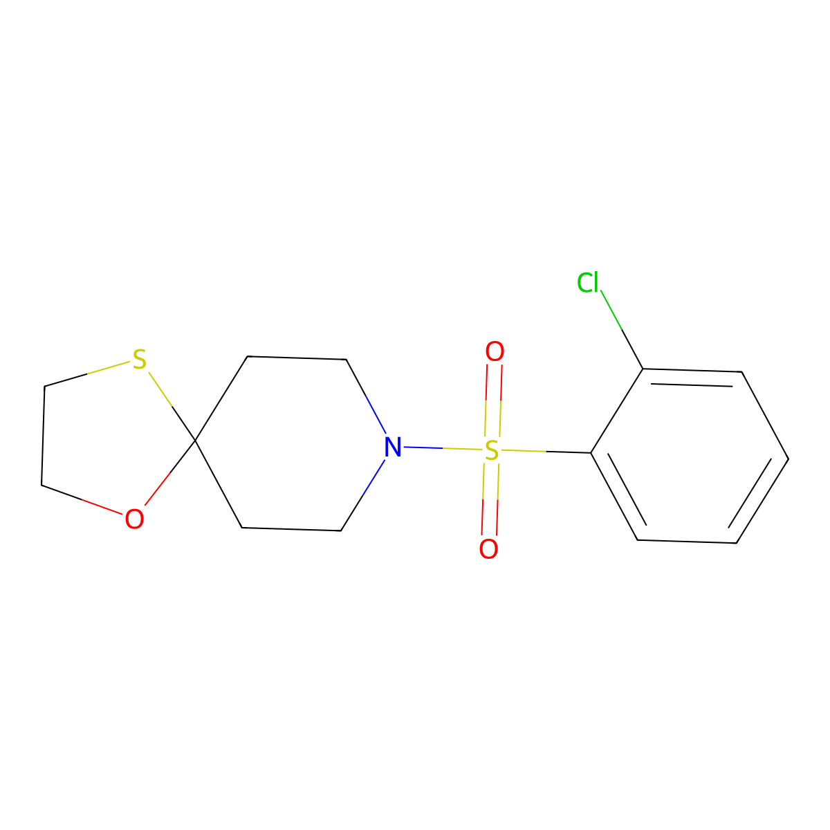 8-((2-Chlorophenyl)sulfonyl)-1-oxa-4-thia-8-azaspiro[4.5]decane molecular structure, CAS 1351633-80-1