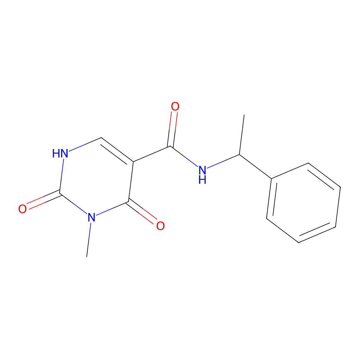 3-methyl-2,4-dioxo-N-(1-phenylethyl)-1,2,3,4-tetrahydropyrimidine-5-carboxamide molecular structure, CAS 1351633-82-3