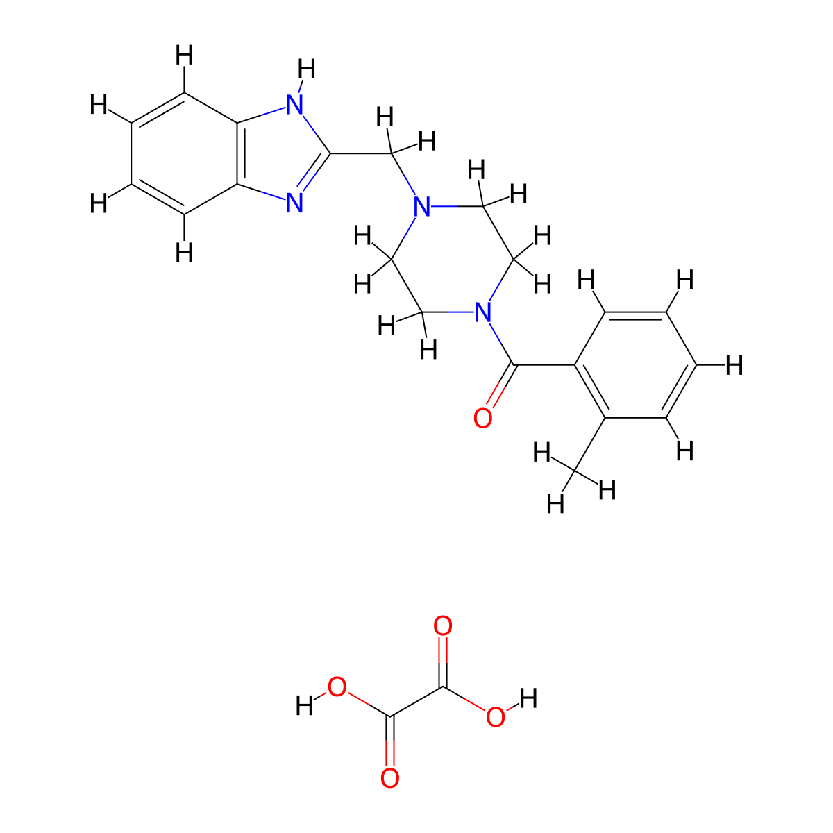 (4-((1H-benzo[d]imidazol-2-yl)methyl)piperazin-1-yl)(o-tolyl)methanone oxalate molecular structure, CAS 1351633-88-9