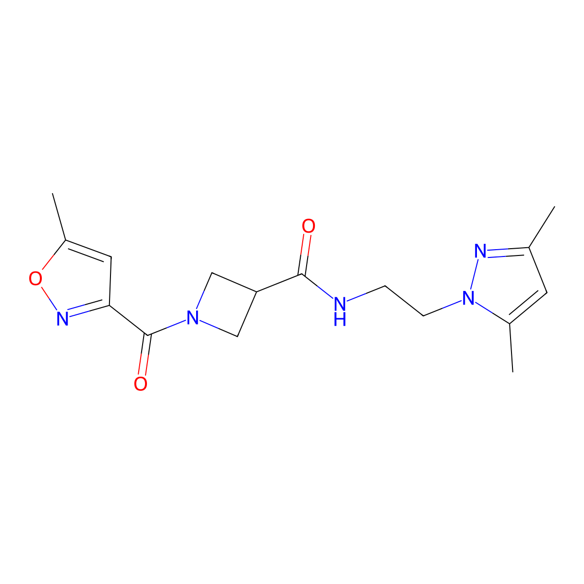 N-(2-(3,5-dimethyl-1H-pyrazol-1-yl)ethyl)-1-(5-methylisoxazole-3-carbonyl)azetidine-3-carboxamide molecular structure, CAS 1351633-90-3