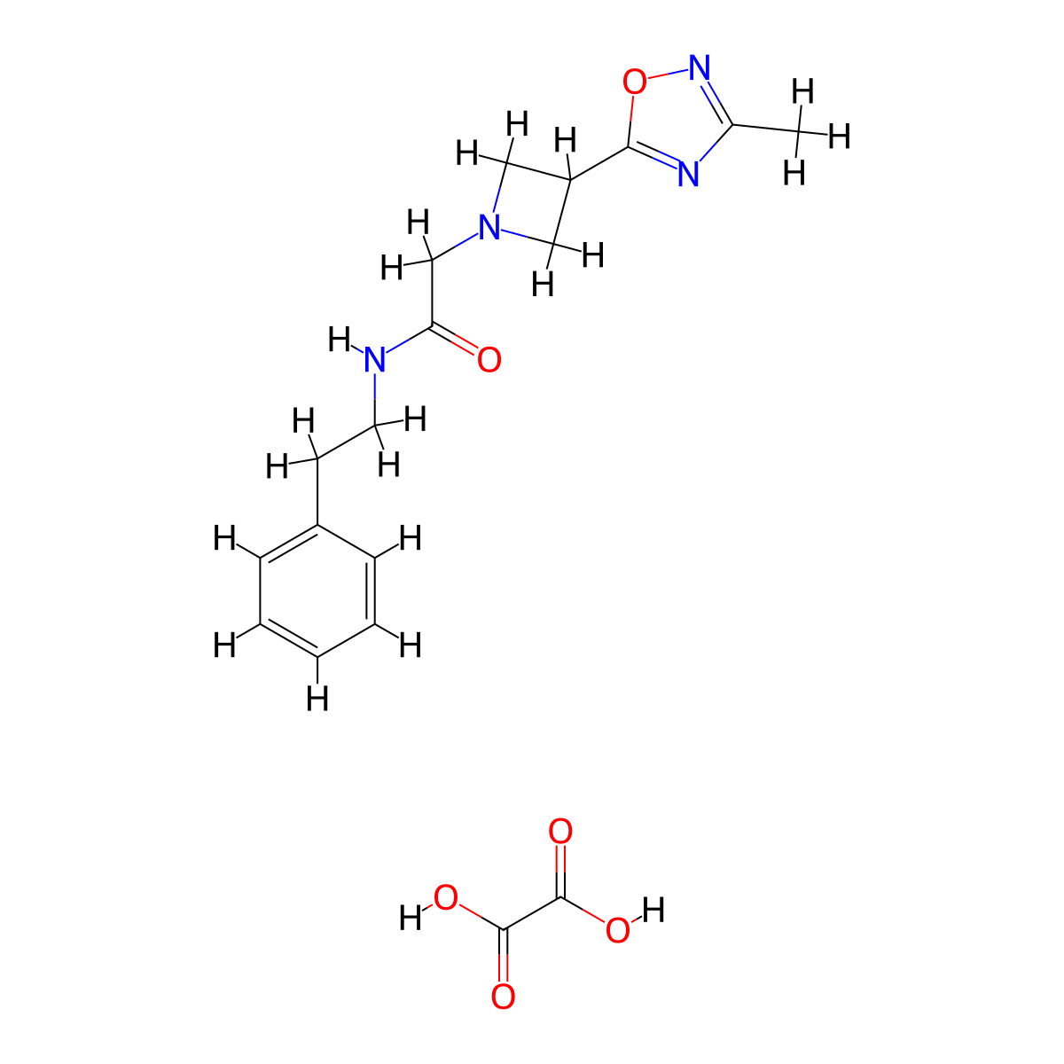 2-(3-(3-methyl-1,2,4-oxadiazol-5-yl)azetidin-1-yl)-N-phenethylacetamide oxalate molecular structure, CAS 1351633-91-4