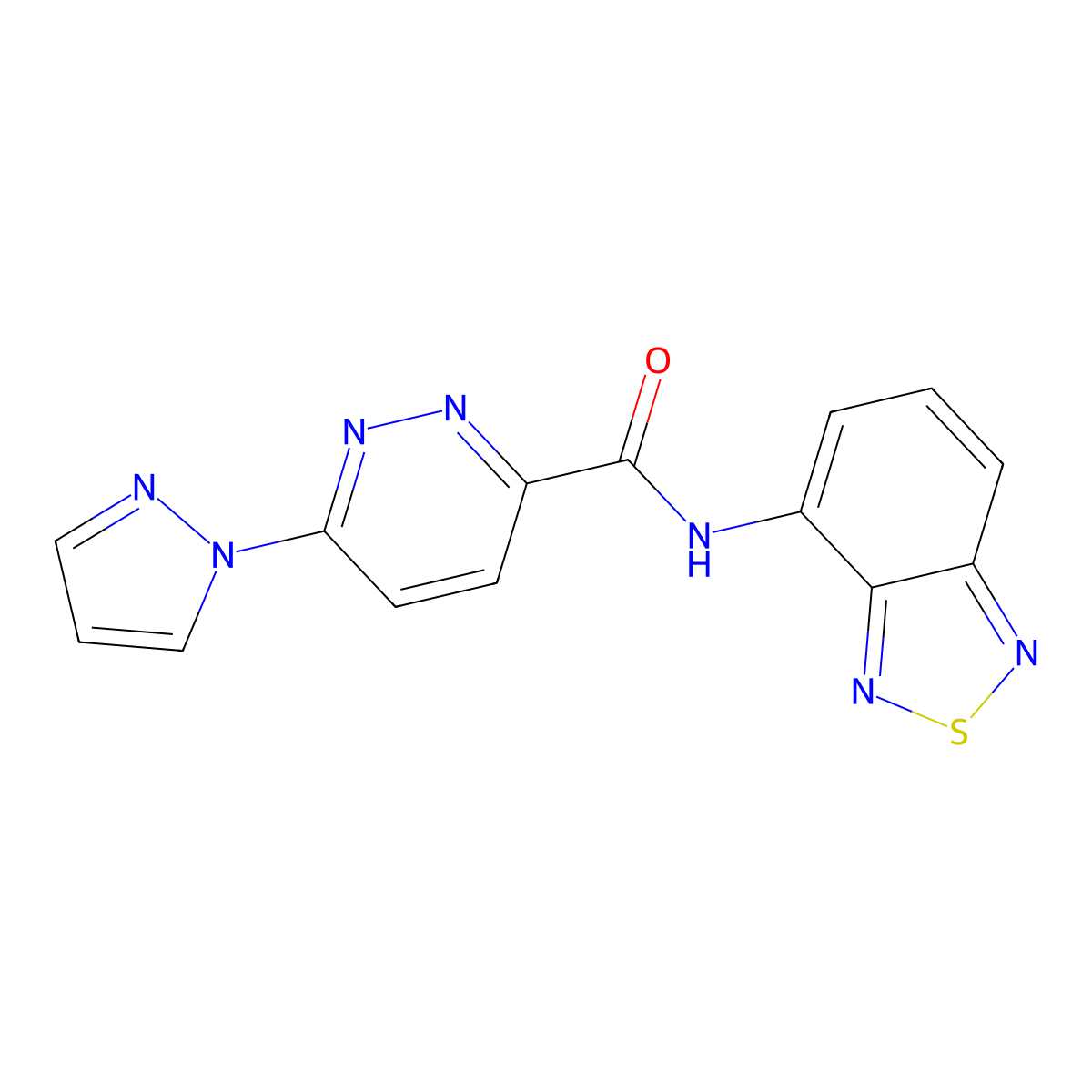N-(benzo[c][1,2,5]thiadiazol-4-yl)-6-(1H-pyrazol-1-yl)pyridazine-3-carboxamide molecular structure, CAS 1351633-95-8