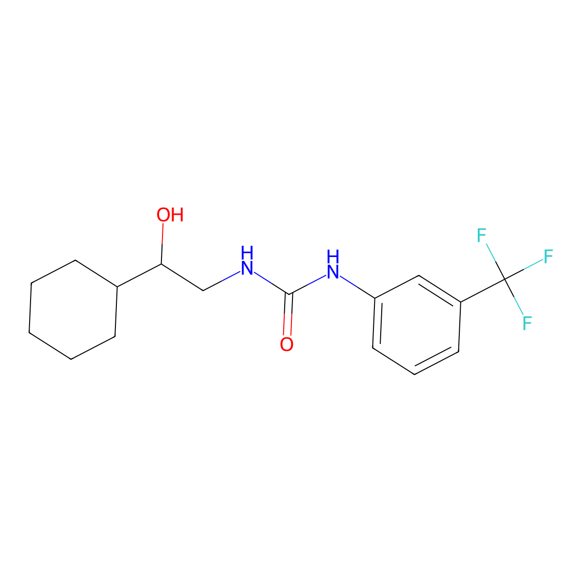 1-(2-Cyclohexyl-2-hydroxyethyl)-3-(3-(trifluoromethyl)phenyl)urea molecular structure, CAS 1351633-96-9