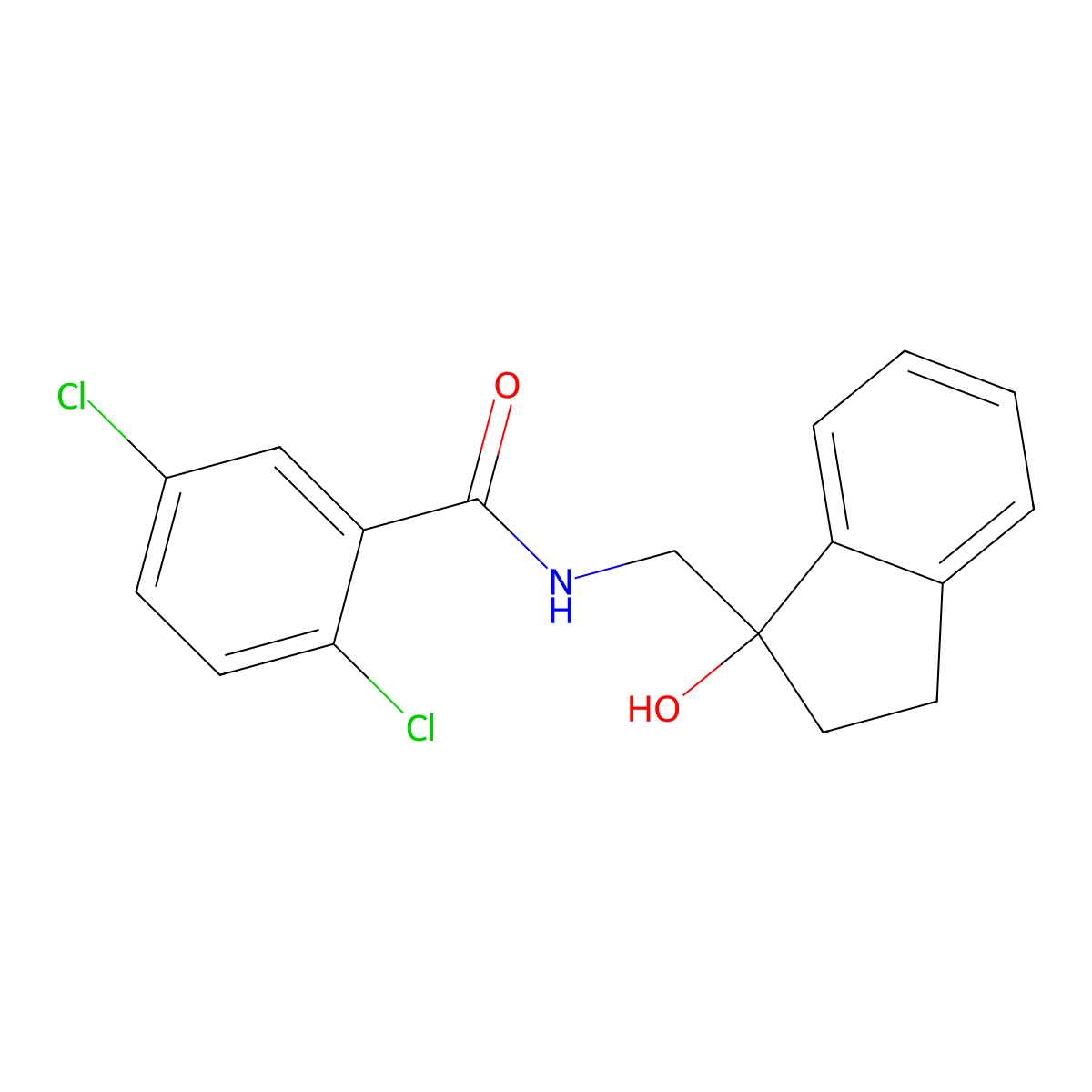 2,5-dichloro-N-((1-hydroxy-2,3-dihydro-1H-inden-1-yl)methyl)benzamide molecular structure, CAS 1351634-07-5