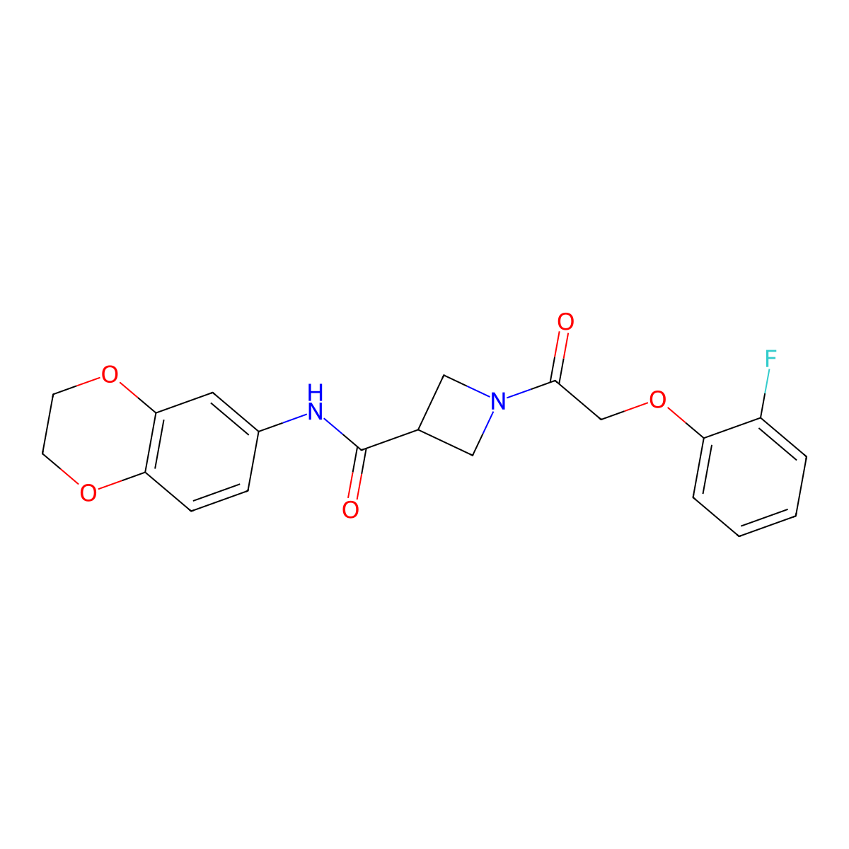 N-(2,3-dihydrobenzo[b][1,4]dioxin-6-yl)-1-(2-(2-fluorophenoxy)acetyl)azetidine-3-carboxamide molecular structure, CAS 1351634-09-7