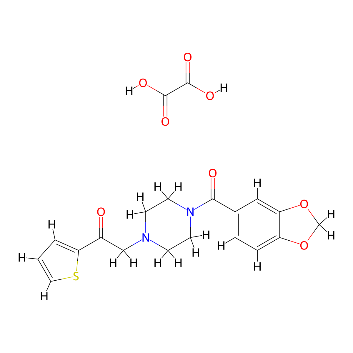 2-(4-(Benzo[d][1,3]dioxole-5-carbonyl)piperazin-1-yl)-1-(thiophen-2-yl)ethanone oxalate molecular structure, CAS 1351634-21-3