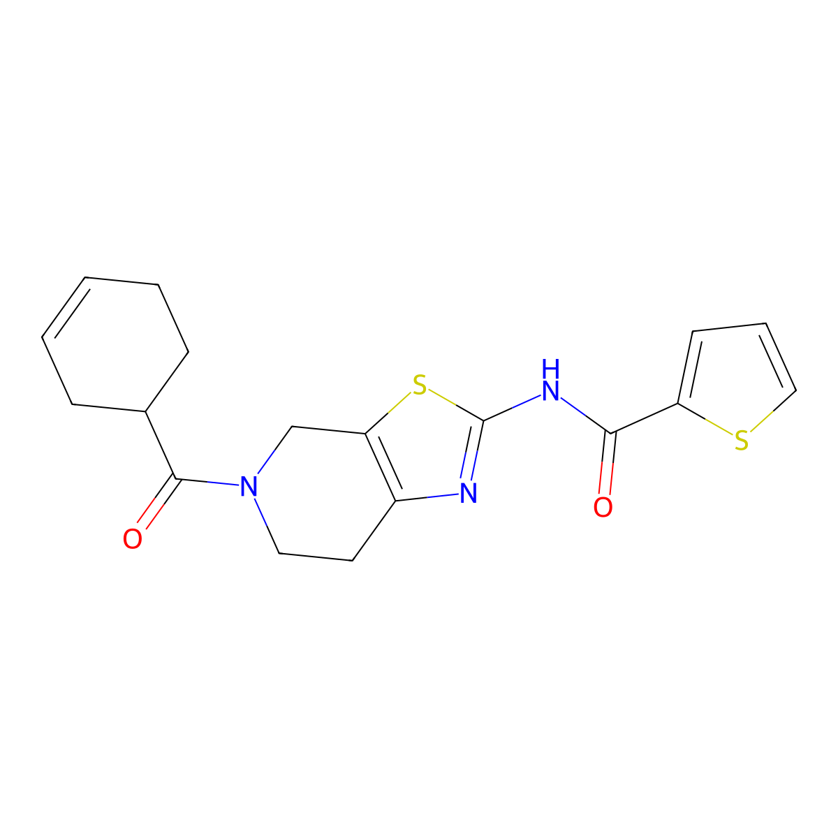 N-(5-(cyclohex-3-enecarbonyl)-4,5,6,7-tetrahydrothiazolo[5,4-c]pyridin-2-yl)thiophene-2-carboxamide molecular structure, CAS 1351634-22-4