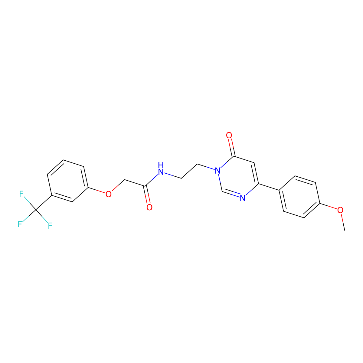 N-(2-(4-(4-methoxyphenyl)-6-oxopyrimidin-1(6H)-yl)ethyl)-2-(3-(trifluoromethyl)phenoxy)acetamide molecular structure, CAS 1351634-26-8
