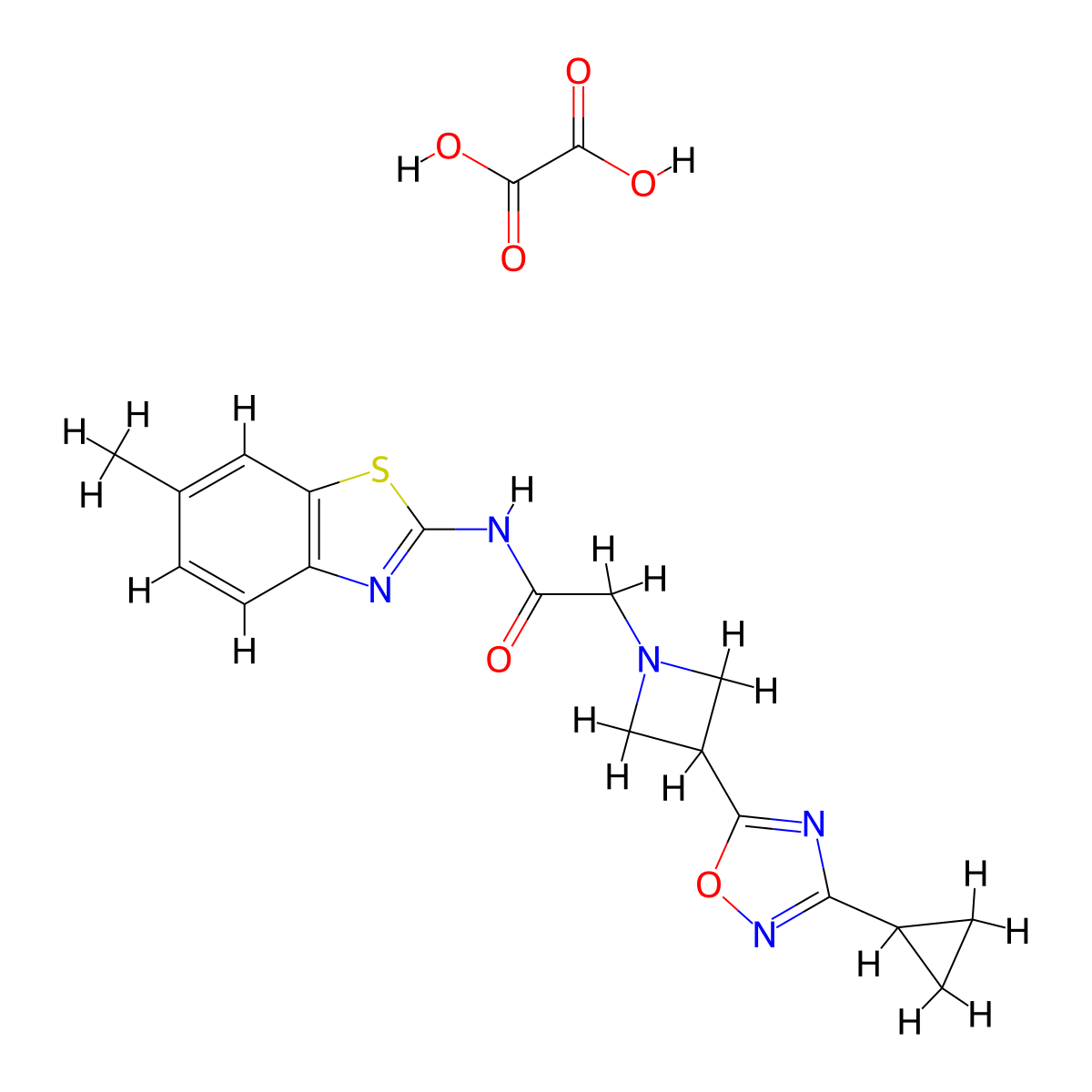 2-(3-(3-cyclopropyl-1,2,4-oxadiazol-5-yl)azetidin-1-yl)-N-(6-methylbenzo[d]thiazol-2-yl)acetamide oxalate molecular structure, CAS 1351634-29-1